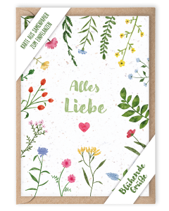 Faltkarte 'Alles Liebe' (Samenpapier)