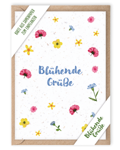 Faltkarte 'Blühende Grüße' (Samenpapier)