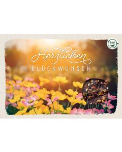 Teekarte 'Herzlichen Glückwunsch'