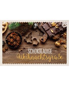 Schokokarte 'Schokoladige Weihnachtsgrüße'