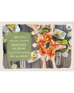 Kräuter-Dip-Karte 'Kochen ist eine Kunst, Genießen ein Glück, Zusammensein ein Geschenk!'
