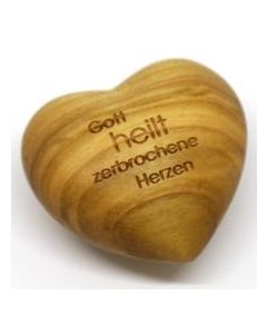 Holzherz 'Gott heilt zerbrochene Herzen'